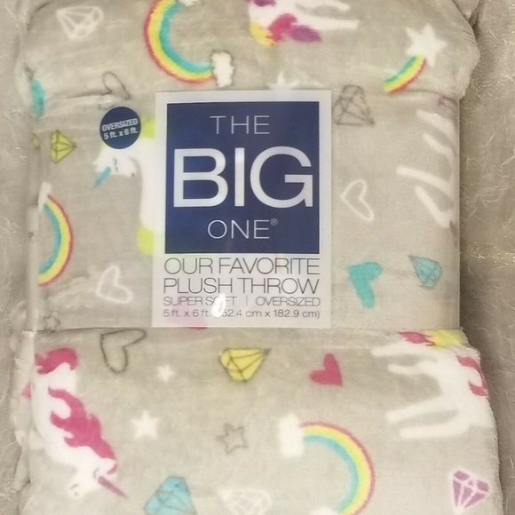LAST ONE Big One Super Soft Plush Throw Unicorn - Picture 2 of 6